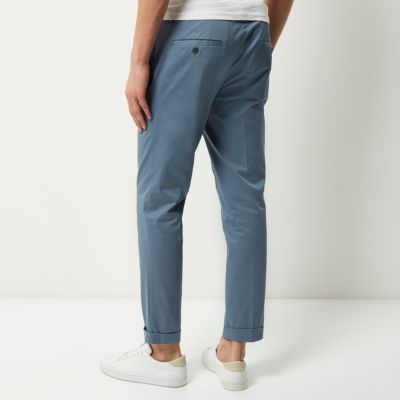 Light blue cropped skinny trousers